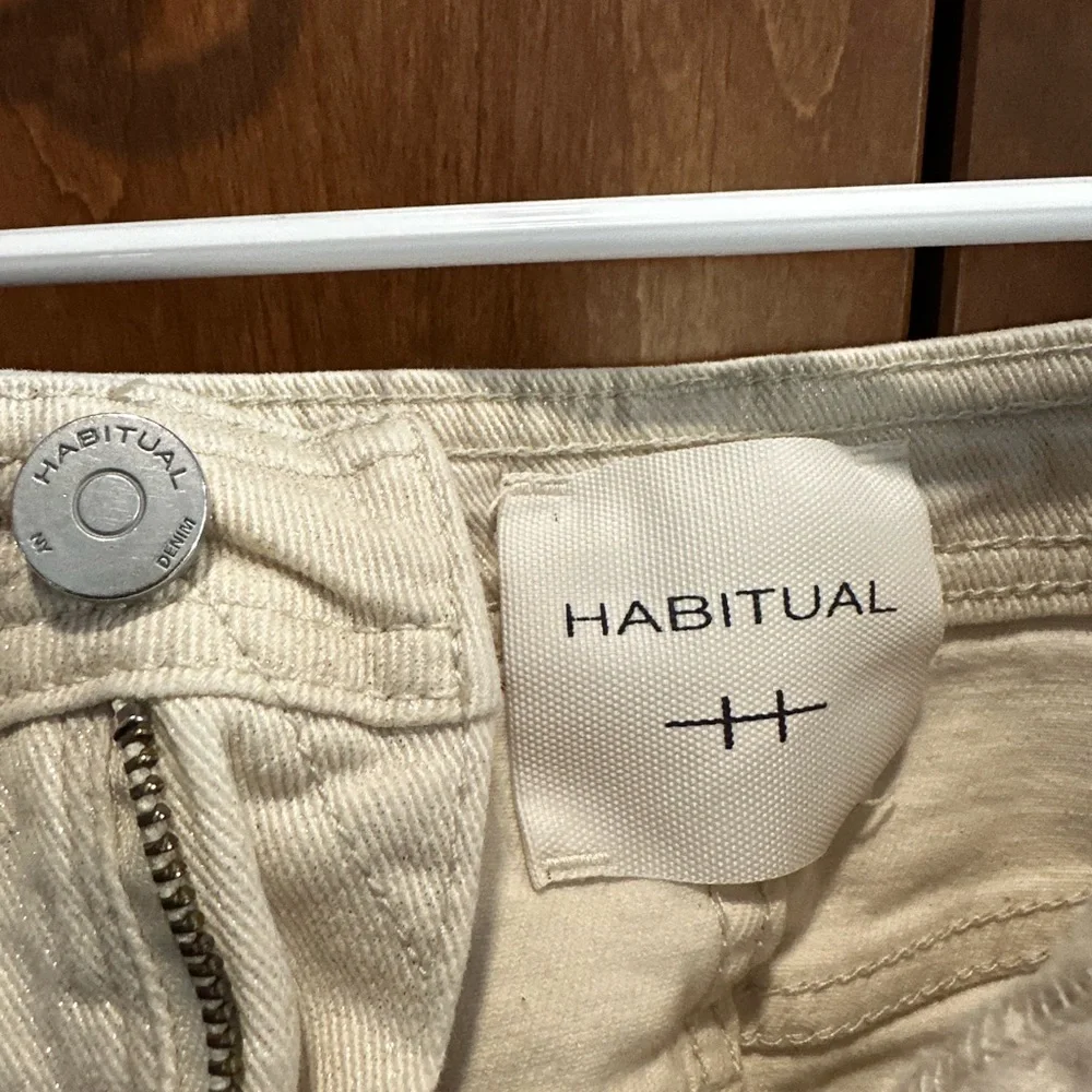 Habitual Metallic Cream Denim MIDI Skirt - Picture 5 of 6